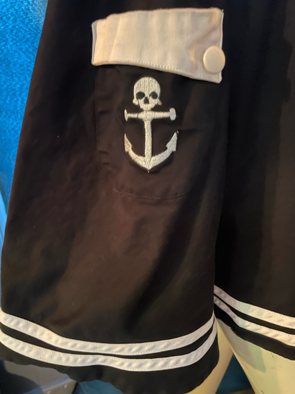HELL BUNNY Vintage style Black Halter Sailor Dress with skull Anchor Pockets - Picture 4 of 5